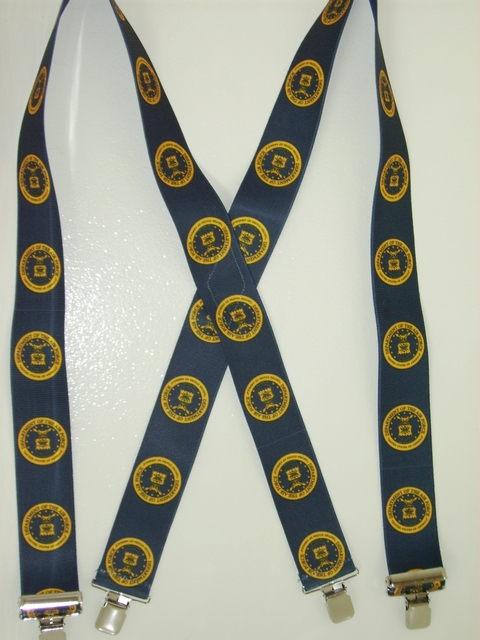 AIR FORCE 2"X48" Multi color on Navy Blue Suspenders with 4 strong 1"X1" Grips and 2 Length Adjusters in the front, all in STAINLESS STEEL FINISH. UA220N48AFNA